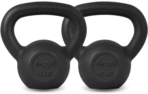 Yes4All 6,8 kg Kugelhantel 2er Set Gusseisen für Hantelgewichte Übungen, Fitnessstudio, Fitness, Ganzkörpertrainingsgeräte Push Up, Grip und Krafttraining