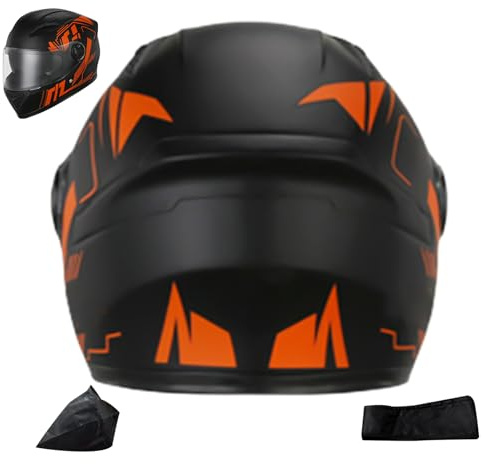 COMFOLIVING Motorradhelm, atmungsaktiver Integralhelm, Winter-Motorradhelm mit Sonnenblende und Halstuch, langlebiger, robuster Integral-Motorradhelm für Roller, Mountainbikes und Motorräder