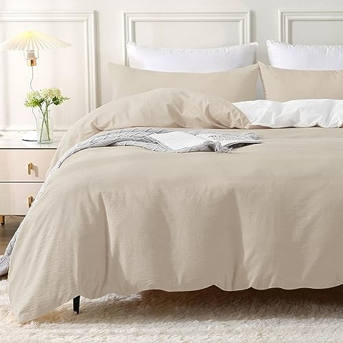MILDLY Housse de Couette 220x240 Coton, Chameau Beige Parure de Lit 220x240 Coton avec 2 Taie d'oreiller 65x65 cm, 100% Coton Lavé, Certifié Oeko-TEX, Parure Housse Couette avec Fermeture Éclair