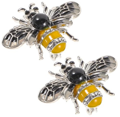 SAFIGLE Bienenbrosche 2 Stück Retro Broschen Aus Metall Glänzend Verschleißfest Damen Kleidung Anstecknadeln Für Pullover Anzüge Taschen Elegantes Geschenk Für Familie Freunde