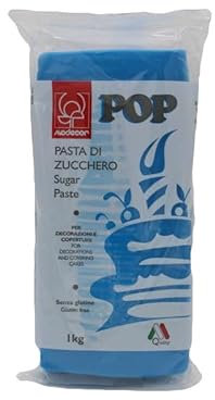 Modecor Pasta di Zucchero Colorata Pop, 1 kg, Ciano, Vanigliata, Facile da Stendere