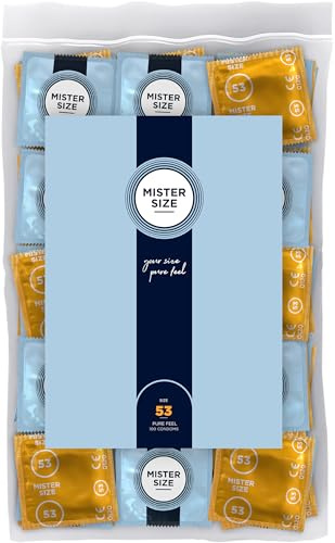MISTER SIZE Kondome gefühlsecht hauchzart 53mm im 100er Pack/extra dünn, extra fein, extra feucht/aus 100% Naturkautschuk-Latex in deiner Größe M/natural feeling 100er Beutel
