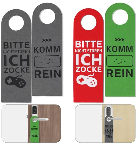 DIELOVEHUA 2 Stück Nicht Stören, Bitte Nicht Stören Schild und Komm Rein Türschild, Türanhänger aus Filz, Gamer Zimmer Deko, Gamer Geschenk, Weihnachten Geschenke für Teenager Jungen