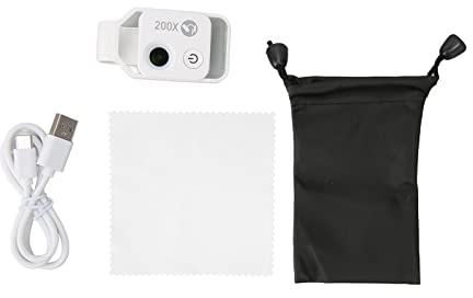 200x -Taschenmikroskop - mit CPL -Objektiv für Universelles Telefon, Tragbares Transparentes Bildmikroskop für Andriod, ABS + PC -Material (White)