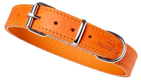 FREUDENTIER Hundehalsband Leder - Weiches Fettleder - Handmade in EU | Lederhalsband für kleine, mittelgroße & große Hunde - geschmeidig ab Tag eins - aus LWG Gold zertifizierten Gerbereien