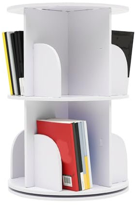 Bücherregal Drehbar, 2-stöckiges Bücherregal Rund, Klein Standregal 360-Grad-Display Lagerregal, Multifunktionaler Bücherregal für Kinder und Erwachsene für Wohnzimmer Arbeitszimmer Schlafzimmer