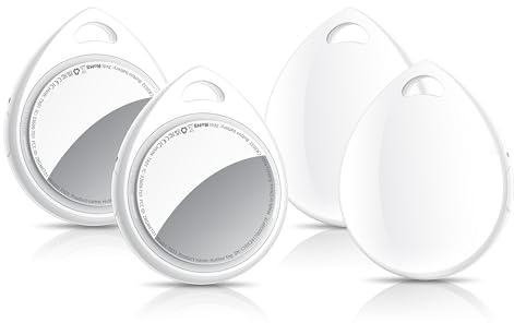QCOQ Tracker Tag 4 Pezzi, Bianco | Smart Tracker Funziona con Apple Dov'è App (solo iOS), Batteria Sostituibile Bluetooth Trova Oggetti, Localizzatore Chiavi per Chiavi/Bagagli/Valigie/Portafogli