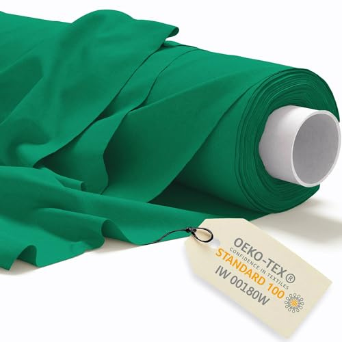 DreamRoots Baumwollstoff Meterware 160 cm, Grün, Laufmeter