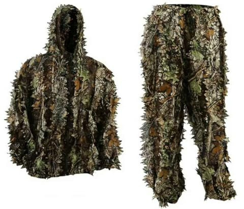 Caza Ghillie Traje 3D Bionic Leafy Camuflaje Ropa Para La Caza De La Jungla, Diseño De Hoja De Camuflaje,La Vida Silvestre Fotografía,Bird Watching,Halloween,Shooting,Francotirador M(160-180CM)