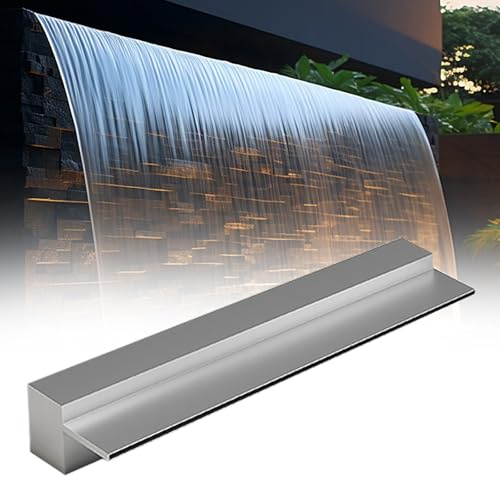 Embedded Mounting Above Ground Pool Outlet Waterfall, 30 50 70 100 130 150 170 CM Custom Pond Waterfall Spillway Kit with Pipe Connector, Fountain Flow Device for Landscaping/ Backyard(Silver,15inch/3