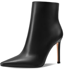 QUEEN HELENA Tronchetti con Tacco a Spillo Stivaletti a Punta Casual Eleganti Donna K4017 (Nero Pu, Sistema Taglie Calzature EU, Adulto, Donna, Numero, Media, 39)