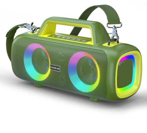 VUOPAX Cassa Bluetooth Portatile, 140W Potente con 2 Subwoofer e 2 Tweeter, Impermeabile IP65 per Esterni, Batteria 24h, Luci RGB, per Feste, Giardino, Spiaggia - Connessioni AUX/USB/TF e TWS