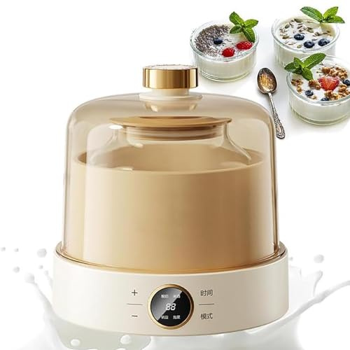 Yaourtière Avec Contrôle De Température, Enveloppement Et Fermentation À 360°, Poche À Large Ouverture De 1 L, Avec 4 Petits Pots De 180 Ml, Pour Yaourt, Natto Et Kimchi,A