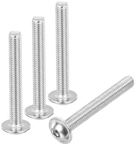 QUARKZMAN 50Pcs Viti A Testa Bombata Con Flangia M5-0.8x40mm, Bulloni In Acciaio Inox 304 Con Innesto Esagonale, Viti Meccaniche Filettate Interamente, Colore Argento