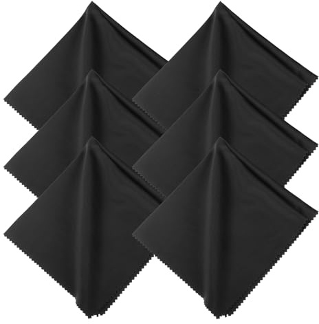 MECCANIXITY Eyeglasses Cloth Microfiber Cleaning Cloth for Eyeglasses Glasses Record Lenses Screens Cameras Cell Phone LCD TV Screens Tablets Laptop, Anti-Static 12 Black 6pcs