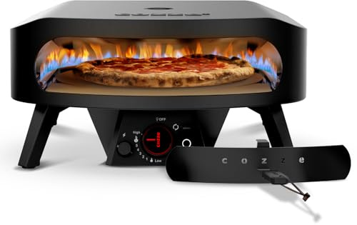 Cozze® Horno Pizza a Gas 17 Rotate Edición Negra | XXL con Piedra Pizza Horno Giratoria para 43cm, Horno para Pizza Portátil Negro Mate