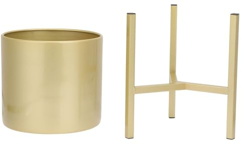 DECOMELODY Portavasi in Ferro Dorato Nordico, Vaso da Fiori da Tavolo Resistente e Decorativo per Interno ed Esterno, Porta Piante per Balcone e Soggiorno, Set Portaoggetti per Giardinaggio