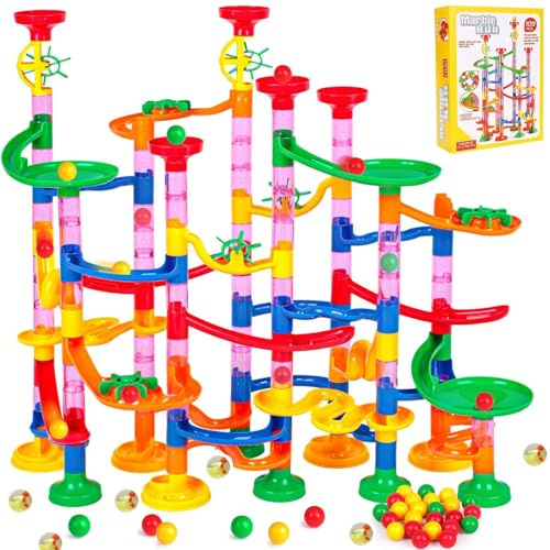 Vivyklfc Murmelbahn, 139 Stück Kugelbahn ab 3 Jahre, STEM pädagogisches Lernspielzeug, Marble Run Set für 3 4 5 6 7+ Jungen Mädchen, Geburtstage Weihnachten Urlaub Geschenk
