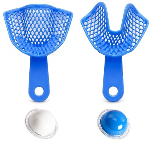 RUAVOEY Kit de impresión dental para uso doméstico, kit de im presión den tal de yeso, 2 cubetas de impre sión de ntal y 2 masillas de silicona, para hacer férulas, dentistas
