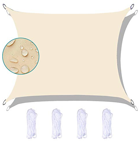 FFDL Tende da Sole per Esterno 2X5M, Anti-UV Vela Rettangolare Resistente a Strappi Compreso Corda di Fissaggio Varie Dimensioni per Pergolato Bianco