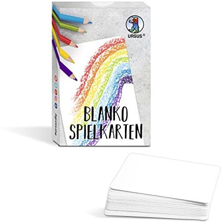 Ursus 17020000F - Cartes à Jouer Vierges, 36 Cartes Non imprimées en Carton Blanc 300 g/QM, pour bricoler et créer des Jeux de Cartes pour Adultes et Enfants