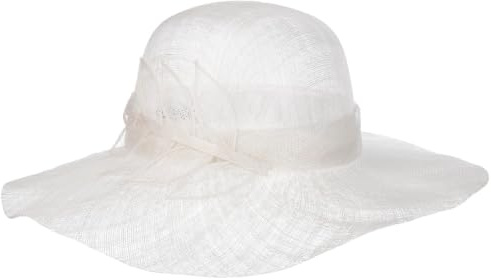 Seeberger Sinamay Wavy Brim Strohhut Sommerhut Sonnenhut Damenhut Anlasshut Damen - mit Ripsband Frühling-Sommer Sommer - One Size weiß