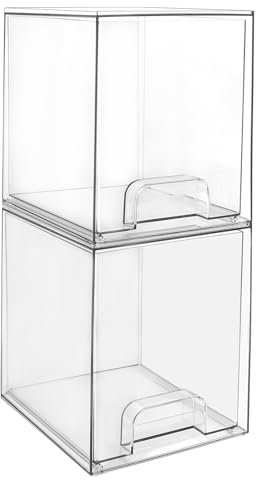 Organizzatore e contenitore per trucchi impilabili, cassetti per cosmetici in acrilico trasparente con manici per tavolo da toeletta, sottotutto, credenze da cucina, dispensa, organizzazione e