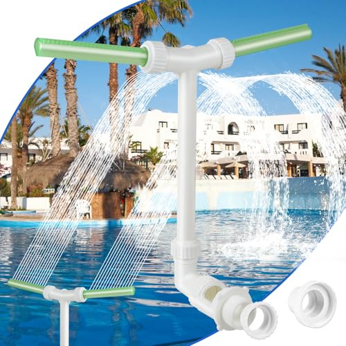 LALAGO Fontana d'Acqua con Doppio Getto Regolabile per Piscina con Adattatore Aeratore, Fontana Cascata per Piscina, Accessori per Piscina per Temperature dell'Acqua Calda e Fredda(Verde Fluorescente)