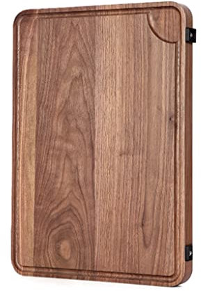 Aioneer Schneidebrett, 1 Stück, Küchen-Hackblöcke Aus Holz, Schwarzer Nussbaum, Doppelseitig, Mit Brot- Und Obstschneidebrett, Küchenwerkzeugzubehör