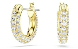 Swarovski Dextera Kreolen, Vergoldete und Weiße Mini-Ohrringe mit Strahlendem, Klarem Kristallpavé, Größe: 1.2 x 1.5 cm