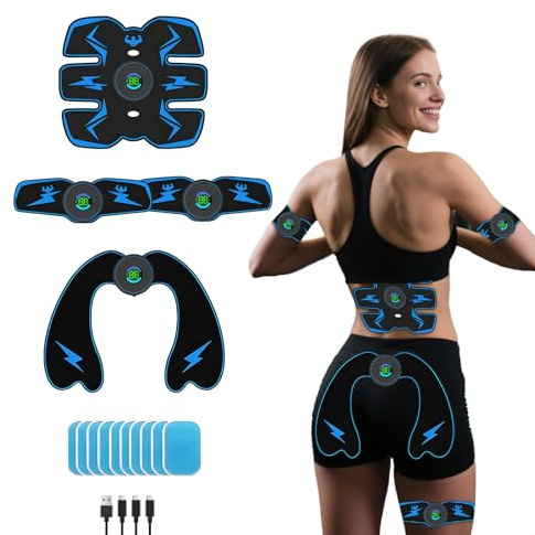Ems Muscle Stimulator ABS Trainer Muscle Stimulator Usb Rechargeable Stomach Toner with 10-Mode And 39 Intensity Levels, ABS Stimulator for Men Women Stomach Flattener for Full Body Ab/Arm/Hip Trainer