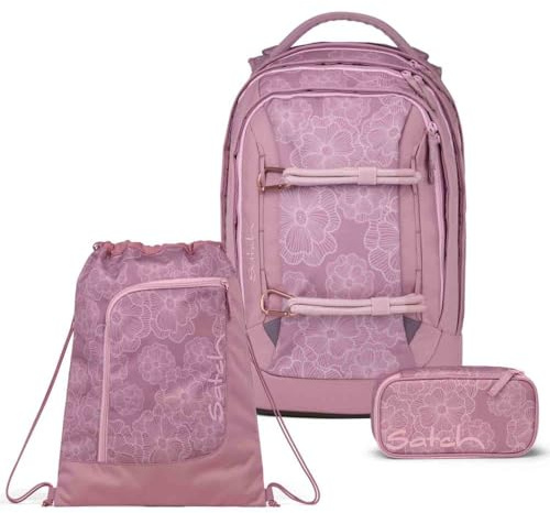 Satch Pack Schulrucksack Set 3tlg. inkl. Schlamperbox und Sportbeutel (Magnolia Dream)