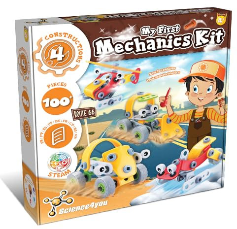Science4you Mein Erstes Konstruktionsspielzeug ab 4 - Auto Spielzeug für Kinder mit 100+ Stück und 4 Baugruppen, Bausteine DIY Set ab 4 Jahre, Spiele und Geschenk für Mädchen und Junge ab 4+ Jahre