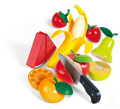 Hape Obst-Set - Holz Lebensmittel Spielzeug für Kinder, realistisches Küchenspielzeug für Rollenspiel und Lernspiel, Spielküche Zubehör, nachhaltiges Holzspielzeug, für Kinder ab 3 Jahre