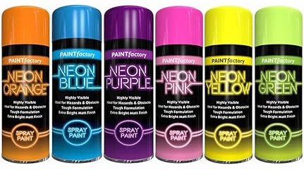Classic Signature - Neon Pack of 12 Mix Colours Green, Blue, Yellow, Orange, Purple, Pink 200ML, Spray Paint Aerosol Fluorescent Bright Graffiti (Banksey) Matt Finish