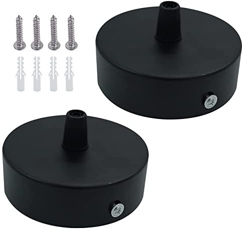 AWYY 2 Stück Schwarze Deckenrosette Aus Metall, Baldachin Lampe, Abdeckung Deckenanschluss für Pendelleuchten