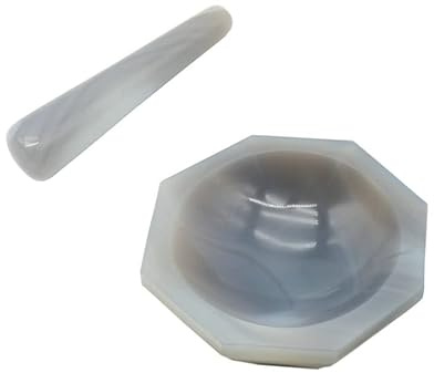 Mörser und Stößel, Achat, mit Schleifstab, Gewürzmühlen, 80 mm, 1 Stück