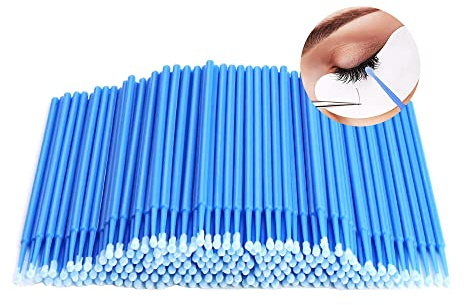 100 piezas de cepillos para pestañas, micro cepillos desechables para la extensión de pestañas, micro varillas para el levantamiento de pestañas (azul)