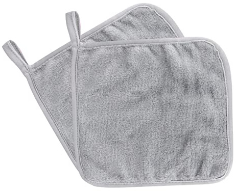 2pcs Reusable Makeup Remover Cloth Microfibre Face Cleansing Cloths,Make Up Remover Cloth,20*20cm Microfiber Flannel Towel Muslin Face Cloth Erase Your Face Makeup Remover Pad for Gym,Spa &Trave,Grey