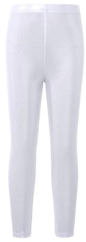 Zaldita Kinder Mädchen Leggings Lang Glänzend Stretch Sporthose Yogahose Laufhose Pants Sweathose Fitness Freizeit Workout Silber 134-140