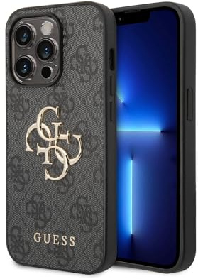 Guess GUHCP15X4GMGGR Hülle für iPhone 15 Pro Max 6.7 grau hardcase 4G Big Metal Logo