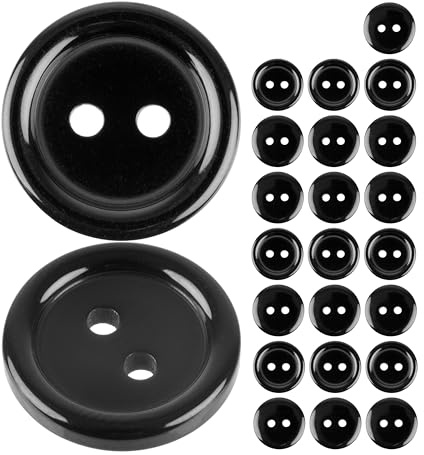 Boutons pour vêtements, 24 pièces, 2 trous, Ø 20,3 mm, en noir, en polyester, taille 32L, Boutons en résine pour veste, manteau, chemise, polo, œil DIY en résine, attache pour jeans à enfiler
