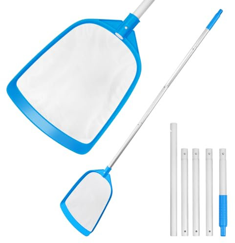 TidyMister Pool Leaf Skimmer Net Ultra Fine Mesh with Aluminum Poles 5 Sections 6 Feet Swimming Pool Cleaning Net Leaf Catcher for above Ground Pools Inground Pools