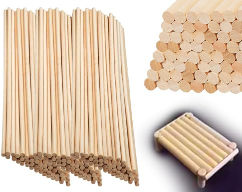KAPSING 60 Stück Holzstäbchen Rund, 30cm Holzstäbchen zum Basteln Natürlicher, HolzStäbchen für Heimwerker, ÖlDiffusor(5mm)