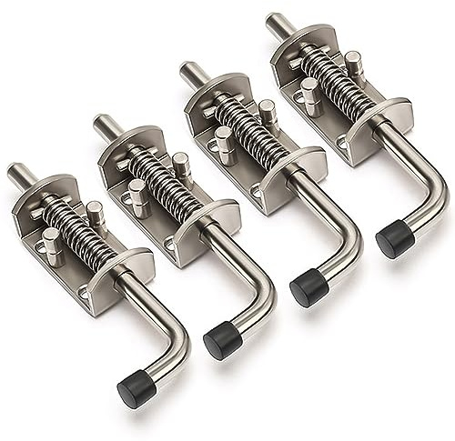 Federriegel Edelstahl, 4 Stück Federbelasteter Bolzenriegel 4 * 13.5CM | Federbelasteter Riegel Schwerlast Schieberiegel mit Gummigriff, Riegelschloss Torriegel für Türen,Fenster, Schuppentür,Garage