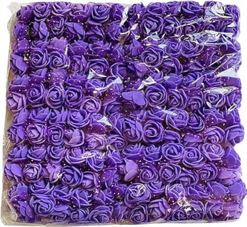 Witty Cuties Lila Künstliche Blumen Künstliche Rosen Schaumblumen zum Basteln Echt aussehende Gefälschte Schaumrosen Dekoration DIY Hochzeit Blumensträuße Brautdusche Blumendekoration 1 Stück (144pcs)