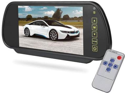 Yasta Specchietto Retrovisore 7 Pollici con Monitor HD per Retromarcia, Display LCD a Colori per Auto, Telecamera di Parcheggio per Camper, Furgone, Camion, SUV, Sistema di Assistenza al Parcheggio