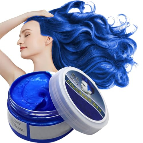 Temporary Hair Color Wax, Blue Hair Dye Semi Permanent hair dye, Hair Spray Temporary Hair Wax Hair Style dye Mud Wash Out Easily for Men & Women Instant Styling 100g