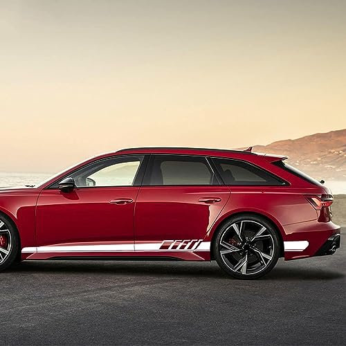 FENVY Auto Seitenstreifen Seitenaufkleber Aufkleber Grafiken,für Audi A3 A4 A5 A6 A7 Q2 Q3 Q5 RS3 RS4 RS5 TT S5 S6 S7,Autotür Seitenschweller Aufkleber Body Decor Styling Decals,B-White