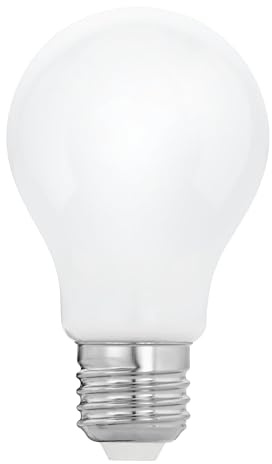 EGLO E27 Leuchtmittel, LED Lampe, 9 Watt, Glühbirne warmweiß, 2700 Kelvin | Glühlampe A60, Glas opal weiß, Ø 6 cm